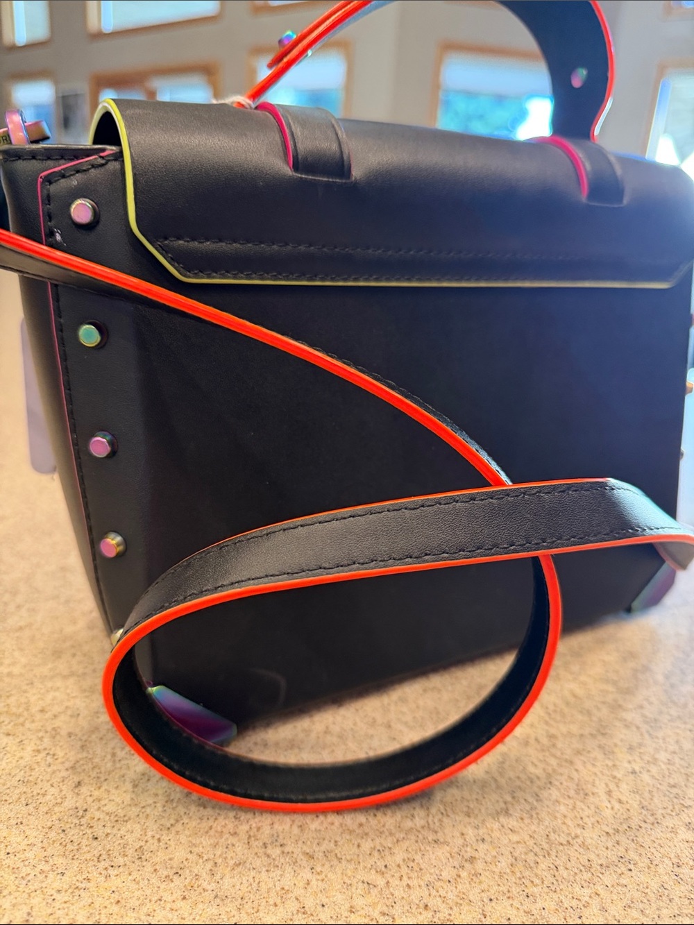 Michael Kors Black Satchel with multi Trim and Iridescent Hardware - Picture 4 of 15